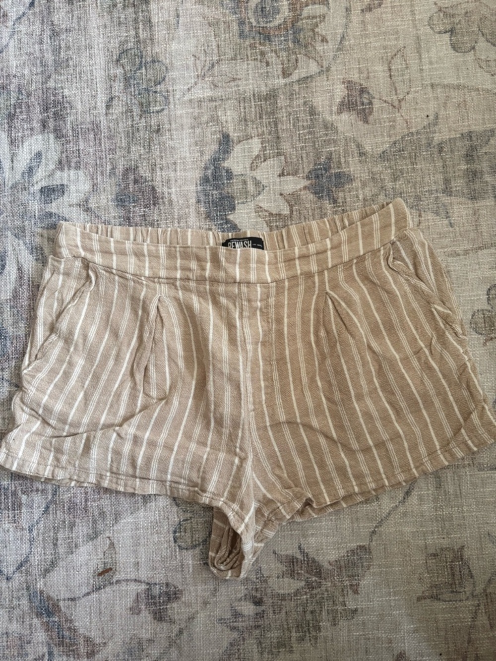 Rewash Tan & White Striped Casual Shorts